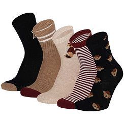 Kinder Socke Gr. 23-38 - Bärchen - marine/beige - 5 Paar