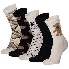 Kinder Socke Gr. 23-38 - Bärchen - marine/ecru - 5 Paar