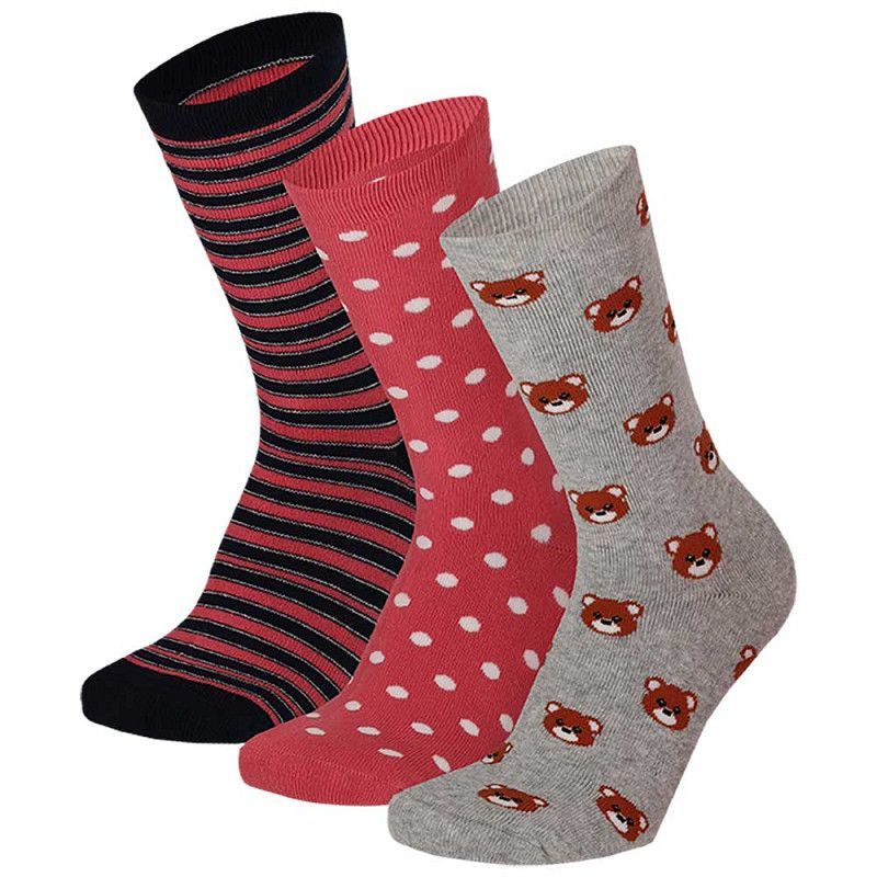 Kinder Vollfrotteesöckchen Gr. 23-38 - Bärchen - grau/rosa - 3 Paar