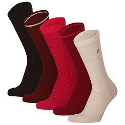 Damen-Socke Rippe mit Stickerei- -braun/rot/ecru - 5er Pack Damen-Socke Rippe mit Stickerei- -braun/rot/ecru - 5er Pack