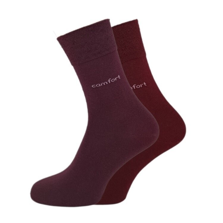 Socken mit Komfortbund Socken mit Komfortbund "ohne Gummi" - weinrot - 2er Pack
