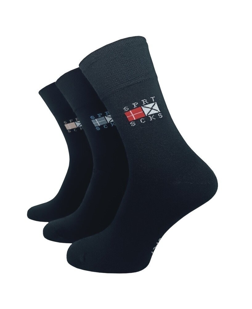 Socken mit Komfortbund Socken mit Komfortbund "ohne Gummi" mit Motiv - schwarz - 3er Pack