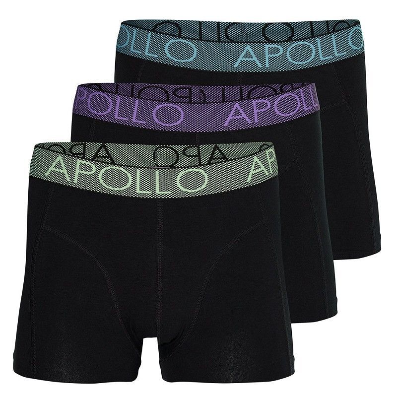 Boxershorts - schwarz mit farbigem Bund - 3er Pack