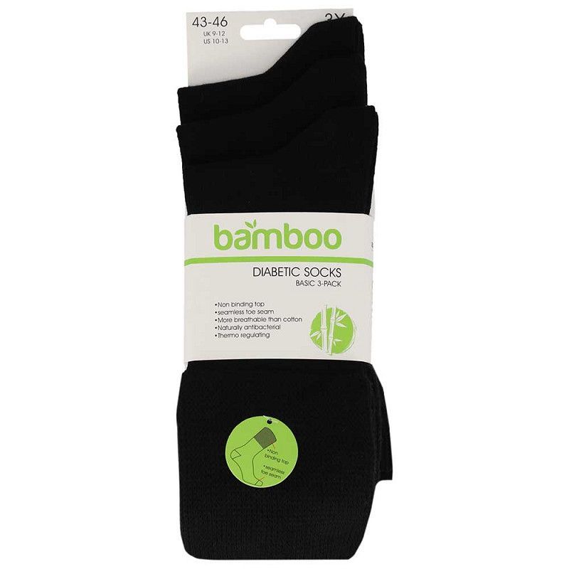 Bambus Komfortbund-Socken  - schwarz - 3er Pack