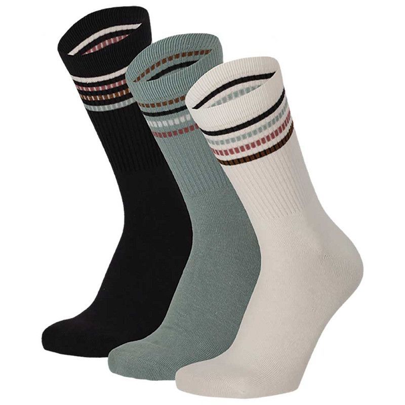 Damen Socke mit Ringeln - schilf/schwarz/ecru - 3er Pack Damen Socke mit Ringeln - schilf/schwarz/ecru - 3er Pack
