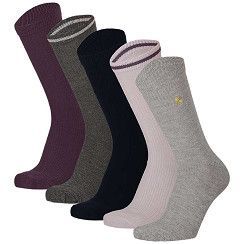 Damen-Socke Rippe mit Stickerei- -grau/lila/schwarz - 5er Pack Damen-Socke Rippe mit Stickerei- -grau/lila/schwarz - 5er Pack