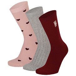 Damen Motivsocke - Bärchen- weinrot/rosa/grau - 3er Pack Damen Motivsocke - Bärchen- weinrot/rosa/grau - 3er Pack