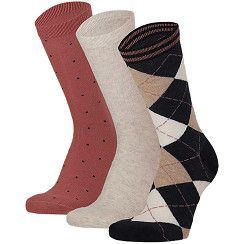 Damen Motivsocke Raute - marine/ecru/altrosa -  3er Pack