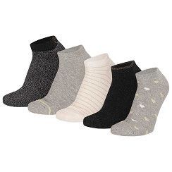 Sneaker mit Glitzer - schwarz/grau/ecru - 5er Pack