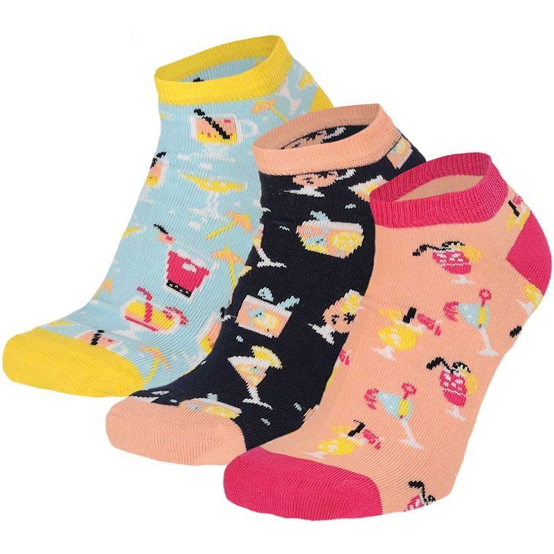 Sneaker mit Cocktail-Motiv  - bleu/schwarz/lachs - 3er Pack