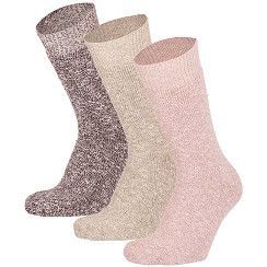 COSY Vollfrottee-Socken Melange - bordeaux/beige - 3er Pack