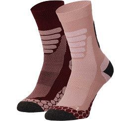 Walking-Funktionssocken - bordeaux/rosé - 2er Pack