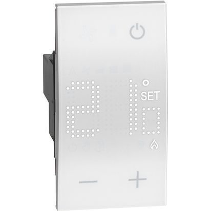 Termostato ambiente elettronico - uscita a relè con 1 contatto in in deviazione libero da potenziale 5 (2) A. - alimentazione 230 Va.c. - 2 moduli, Bianco