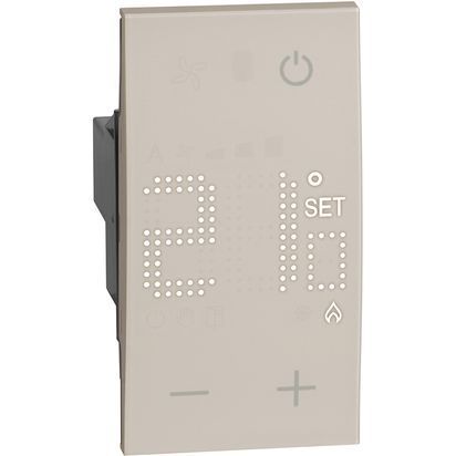 Termostato ambiente elettronico - uscita a relè con 1 contatto in in deviazione libero da potenziale 5 (2) A. - alimentazione 230 Va.c. - 2 moduli, Sabbia