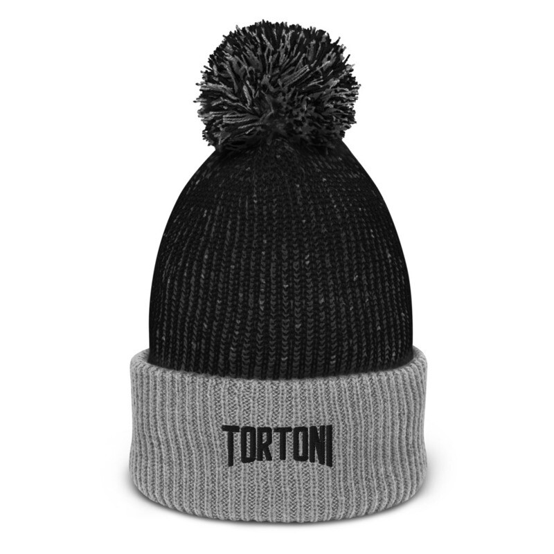 Tortoni Black and Grey Beanie with Black Logo