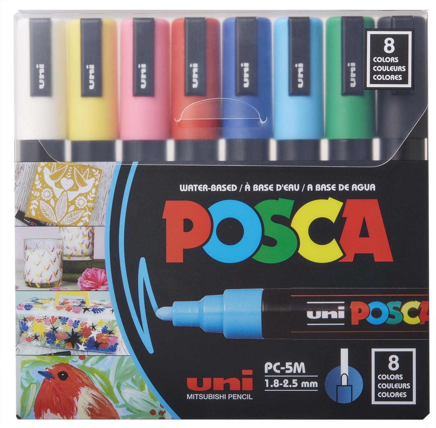 POSCA Acrylic Paint Marker Sets, Color: PC-5M / 8-Set / Basic