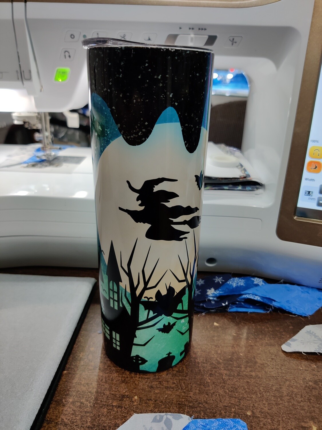 Handmade Witchy Halloween 30 Ounce Tumbler / Veteran Made / with Green, Black Sublimation Includes FREE SHIPPING, Metal Straw, and Clear Lid