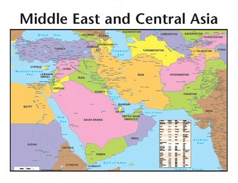6007 - Middle East & Central Asia Poster Map