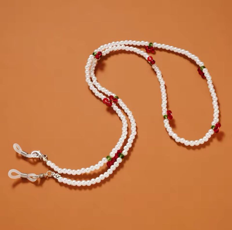 Pearls &amp; Cherry Crystal Reading Glasses Chain
