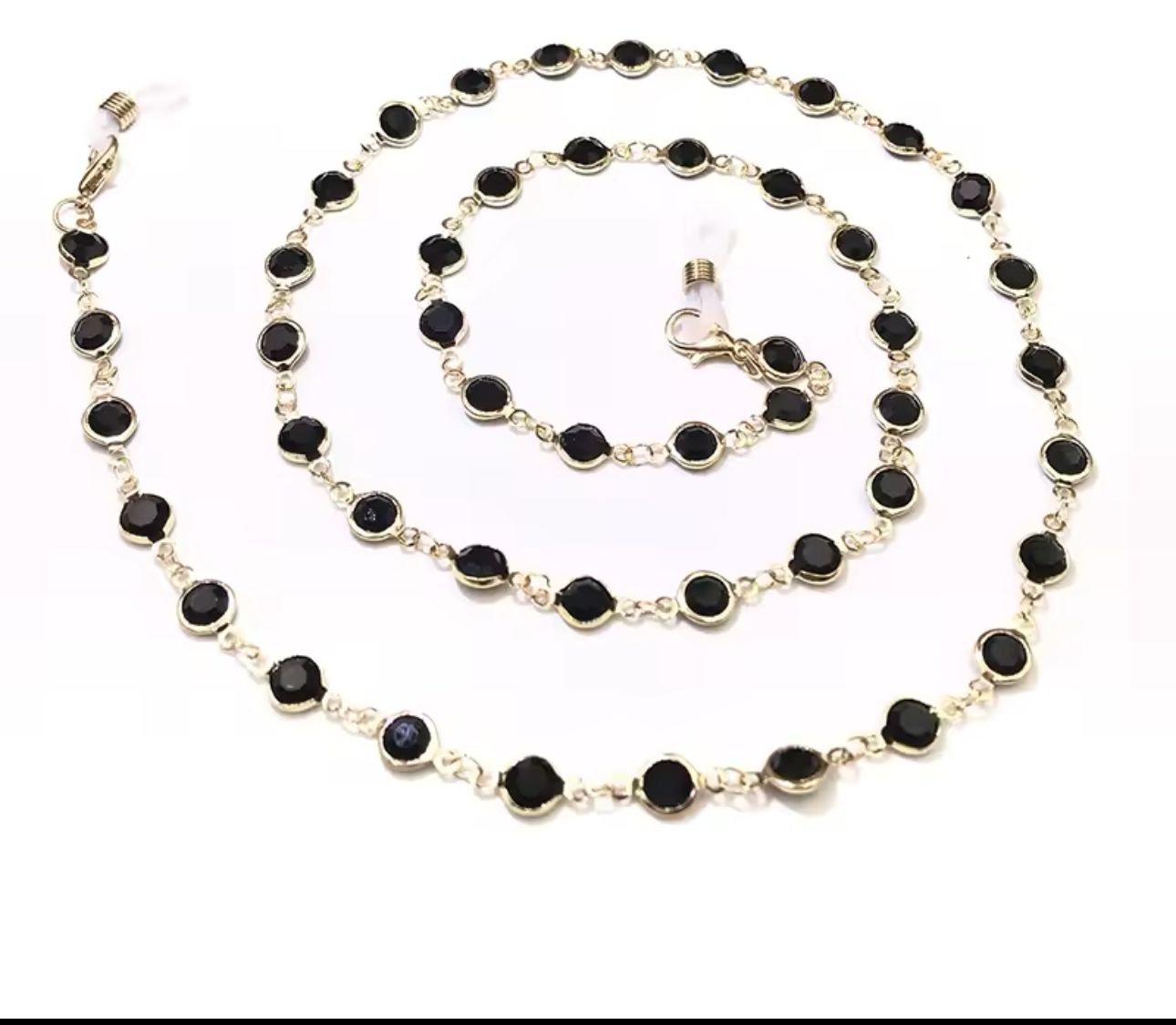 Black &amp; Gold Crystal Glasses Chain