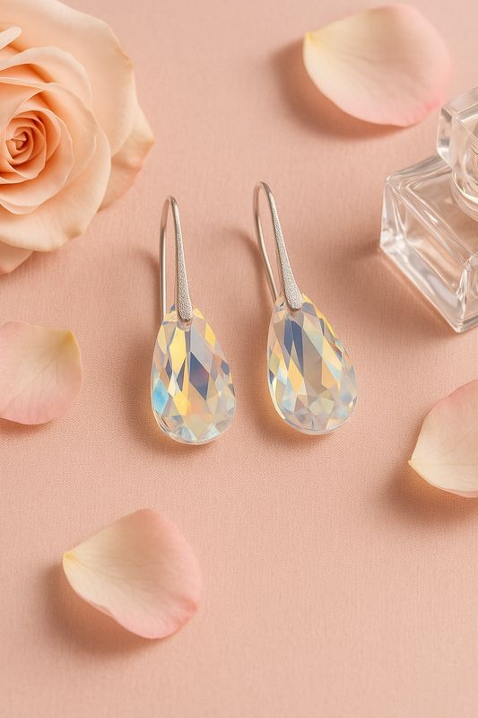 Swarovski Crystal Teardrop Earrings – Handmade AB