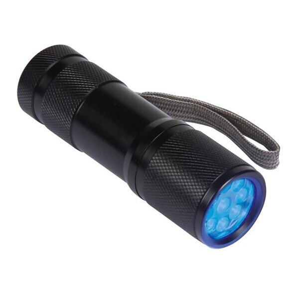 Torcia 9 LED UV portatile, compatta, per riconoscimento banconote