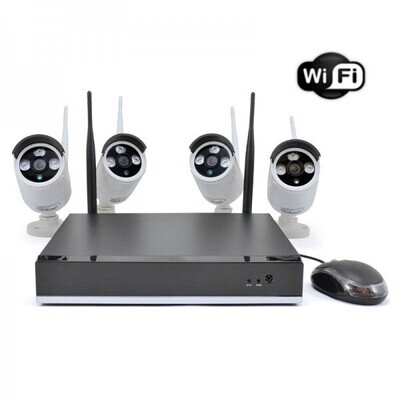 Sistema videosorveglianza Wi-Fi NVR 4 canali con 4 telecamere IP senza fili (Wireless)