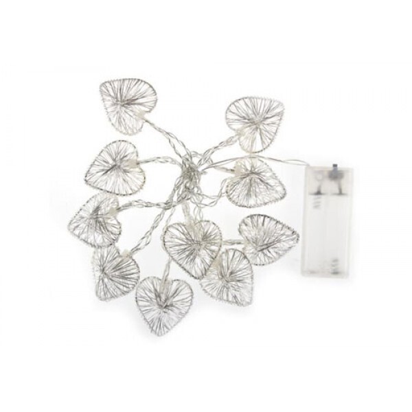 Ghirlanda luminosa a LED con Cuori argento