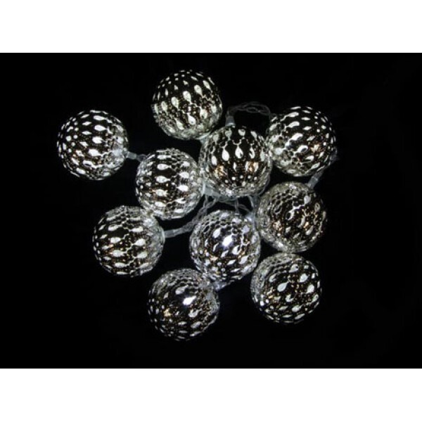 Ghirlanda luminosa a LED con palline metalliche 4,5cm
