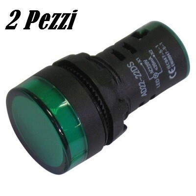 Segnalatore luminoso da pannello LED VERDE 230V (2 PEZZI)