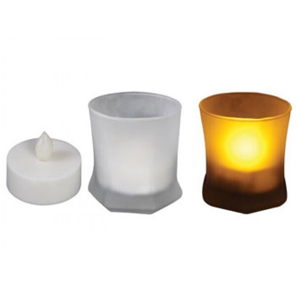 CANDELA A LED IN BICCHIERE SATINATO