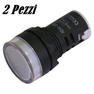 Segnalatore luminoso da pannello LED BIANCO 230V (2 PEZZI)