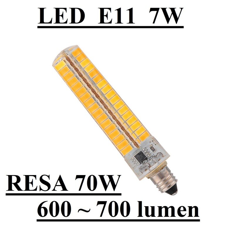 LAMPADINA LED ATTACCO E11 7W DI CONSUMO RESA 70W IN SILICONE TUBOLARE
