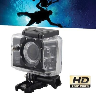 Action camera HD 1080p-720p GOPRO con custodia impermeabile waterproof fino a 30 mt., microfono e 10 accessori