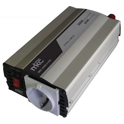 Inverter 300W Soft Start uscita sinosoidale modificata 12VDC / 220VCA MKC Power MKC-300B12-USB