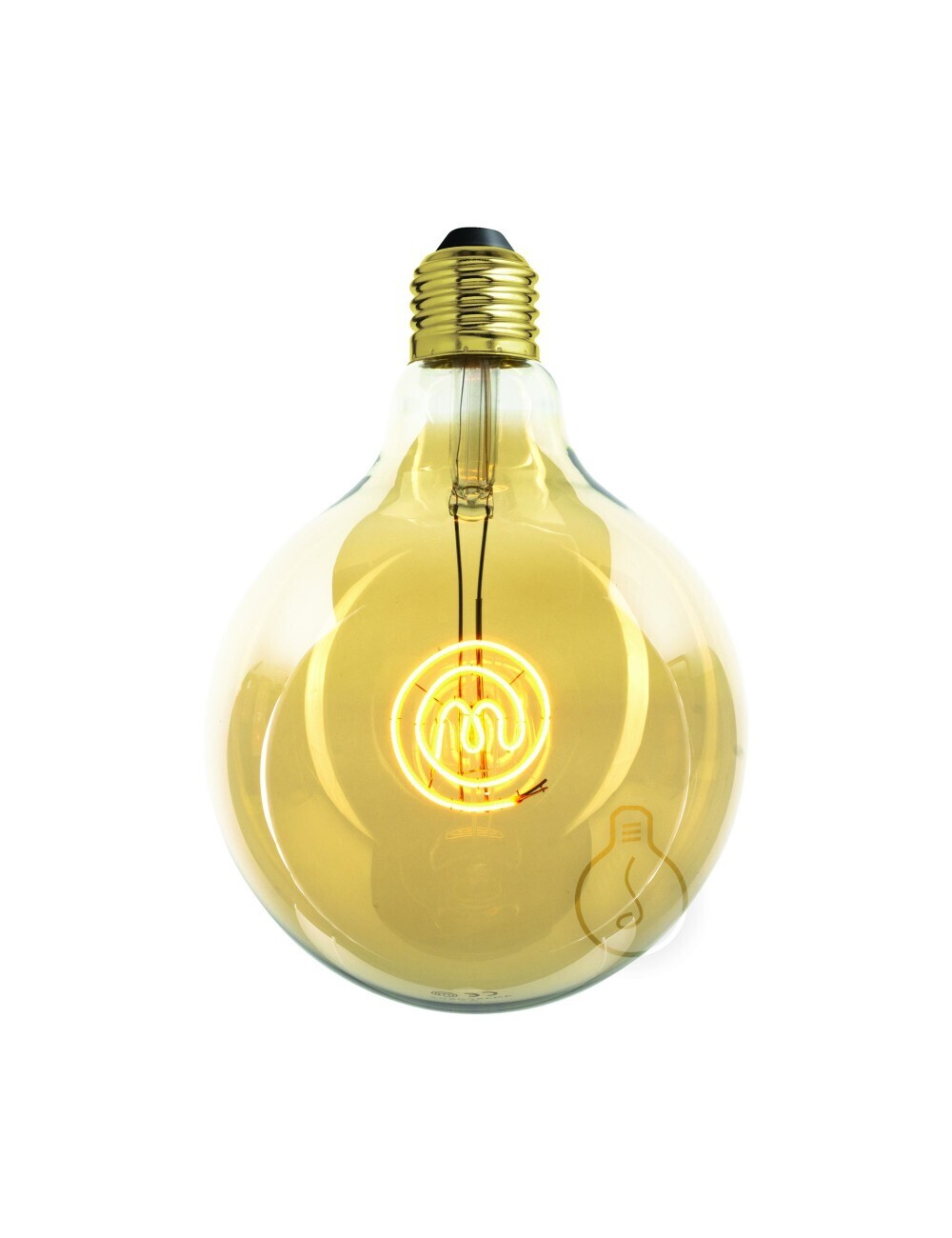 Lampadina filamento LED Masterchef Logo per Ristorante, Cucina, Negozi Gastonomia, Ristorazione 4W E27 Globo G125 vetro ambrato