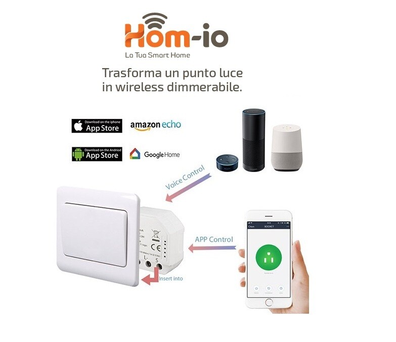 Modulo dimmer 150W da incasso wifi domotica HOM-IO