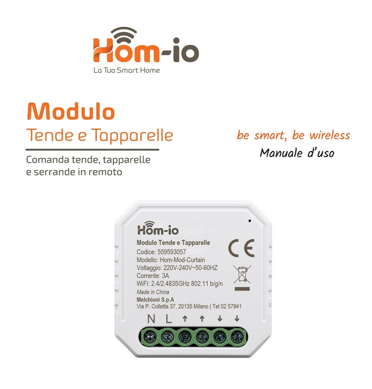 Modulo Switch tapparelle-Tende 3A WiFi DOMOTICA - Hom-io