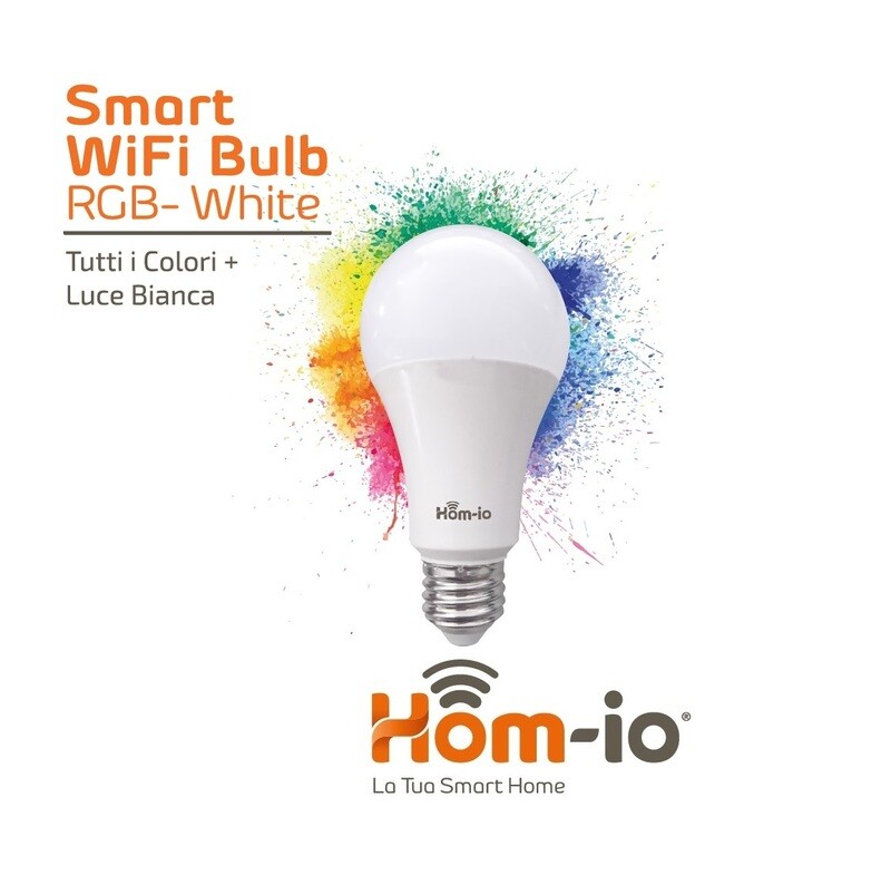 LAMPADINA LED SMART WIFI E27 10W MULTICOLORE RGBW DIMMERABILE HOM-IO DOMOTICA