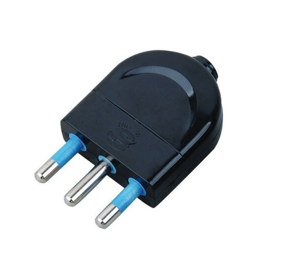 SPINA 16 AMPERE DI RETE VOLANTE NERA BIPASSO 3 PIN CON TERRA