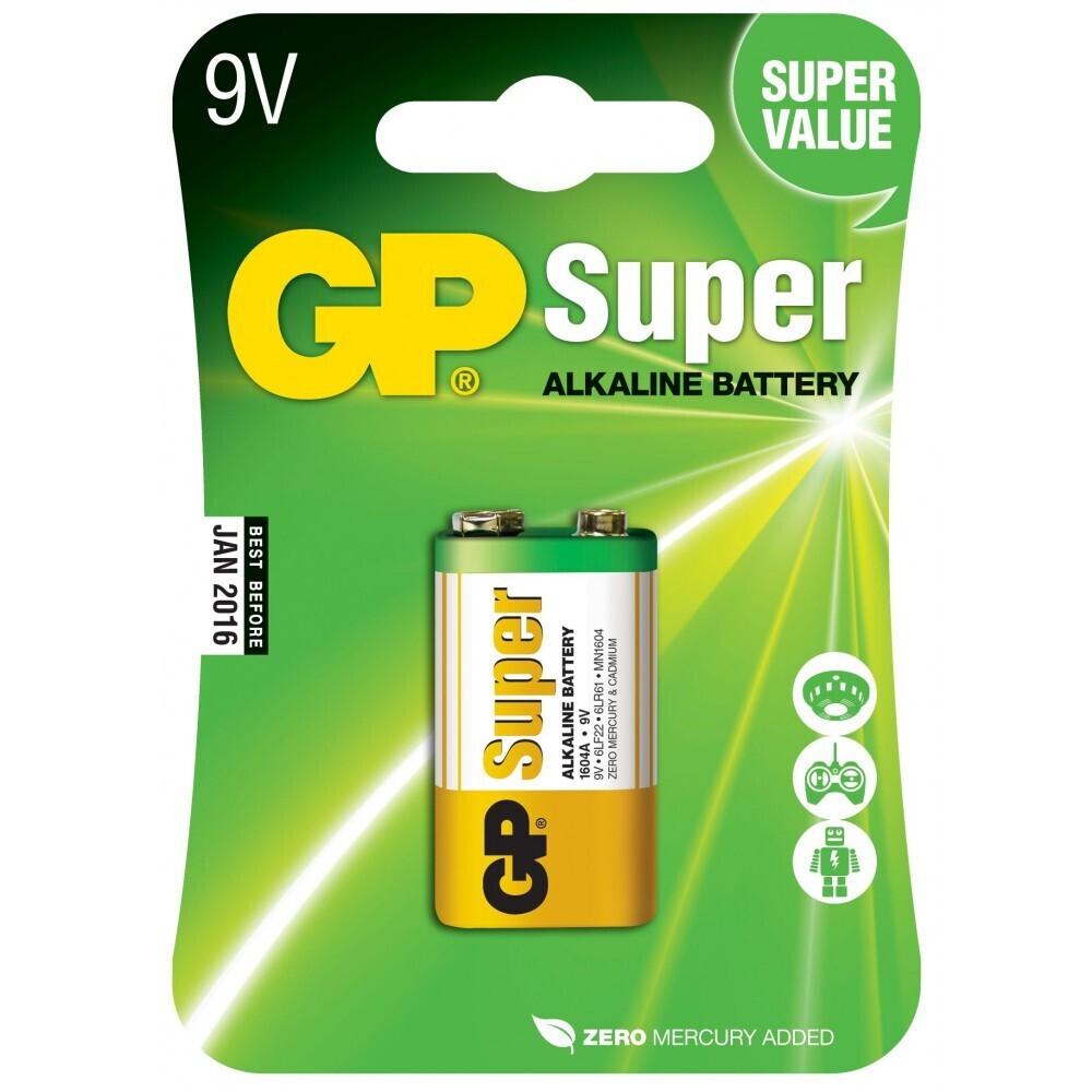 BATTERIA 9V GP SUPER ALCALINA - GP BATTERIES PILA BLISTER 1 PEZZO