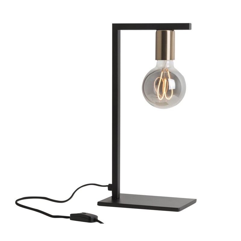 LAMPADA DA TAVOLO IN METALLO COLOR NERO ED OTTONE SATINATO - 1 X E27 ROSSINI TWIN TWI004NOTS