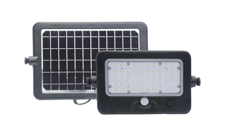 PROIETTORE SOLARE CON PANNELLO ESTERNO 10W LUCE BIANCA - FLOODLIGHT WITH EXTERNAL SOLAR PANEL 10 W COOL WHITE LIGHT
