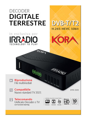 DECODER DIGITALE TERRESTRE FULL HD PER SWITCH OFF 2022 - DVB-T2 HEVC H.265 60HZ, 10BIT, FTA – CON PRESA SCART E HDMI, PORTA USB E TELECOMANDO UNIVERSALE CON APPRENDIMENTO TV 2 IN 1