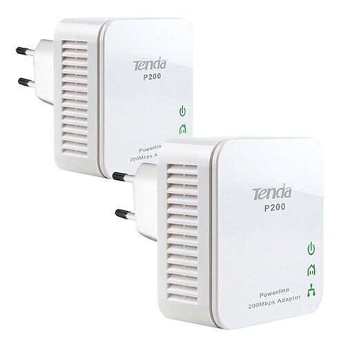 2 ESTENSORI DI LINEA ETHERNET TRAMITE LINEA ELETTRICA FINO A 300 METRI - POWERLINE TENDA NT-P200-KIT 2 MINI ADAPT 200 MBPS