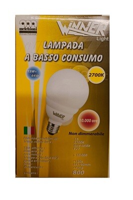 LAMPADA BASSO CONSUMO 15W (RESA 64W) LUCE CALDA E27