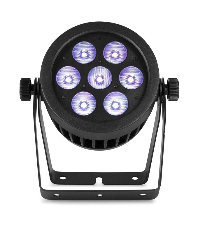 FARO PAR LED IN ALLUMINIO DA ESTERNO IP65 RGBW 7X 10W 4-IN-1 - EFFETTI WASH - PER GRANDI LOCALI O SPETTACOLLI DAL VIVO