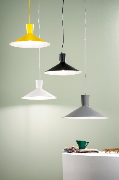 APPLIQUE A SOSPENSIONE CON DIFFUSORE IN METALLO E27 IN METALLO BIANCO GRIGIO NERO GIALLO - AINUR ROSSINI