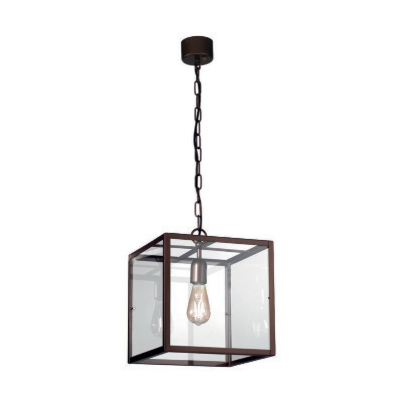 LAMPADADRIO A SOSPENSIONE CON STRUTTURA IN FERRO COLOR BRONZO E DIFFUSORE IN CRISTALLO - WAISHA ROSSINI