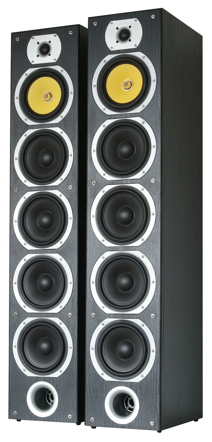 COPPIA DIFFUSORI 4 VIE A TORRE DA 600W (2X300W) CON QUATTRO WOOFER DA 6.5", TWEETER DA 1" E SUBWOOFER DA 6.5"